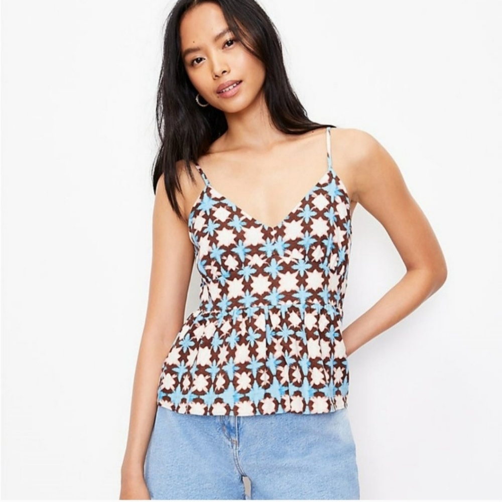 LOFT Sunwashed Peplum Cami Tank Top (Size S)